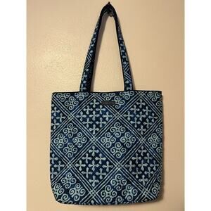 Vera Bradley Aqua Cuban Tiles Tote Magnetic Snap Closure Retired Pattern Blue